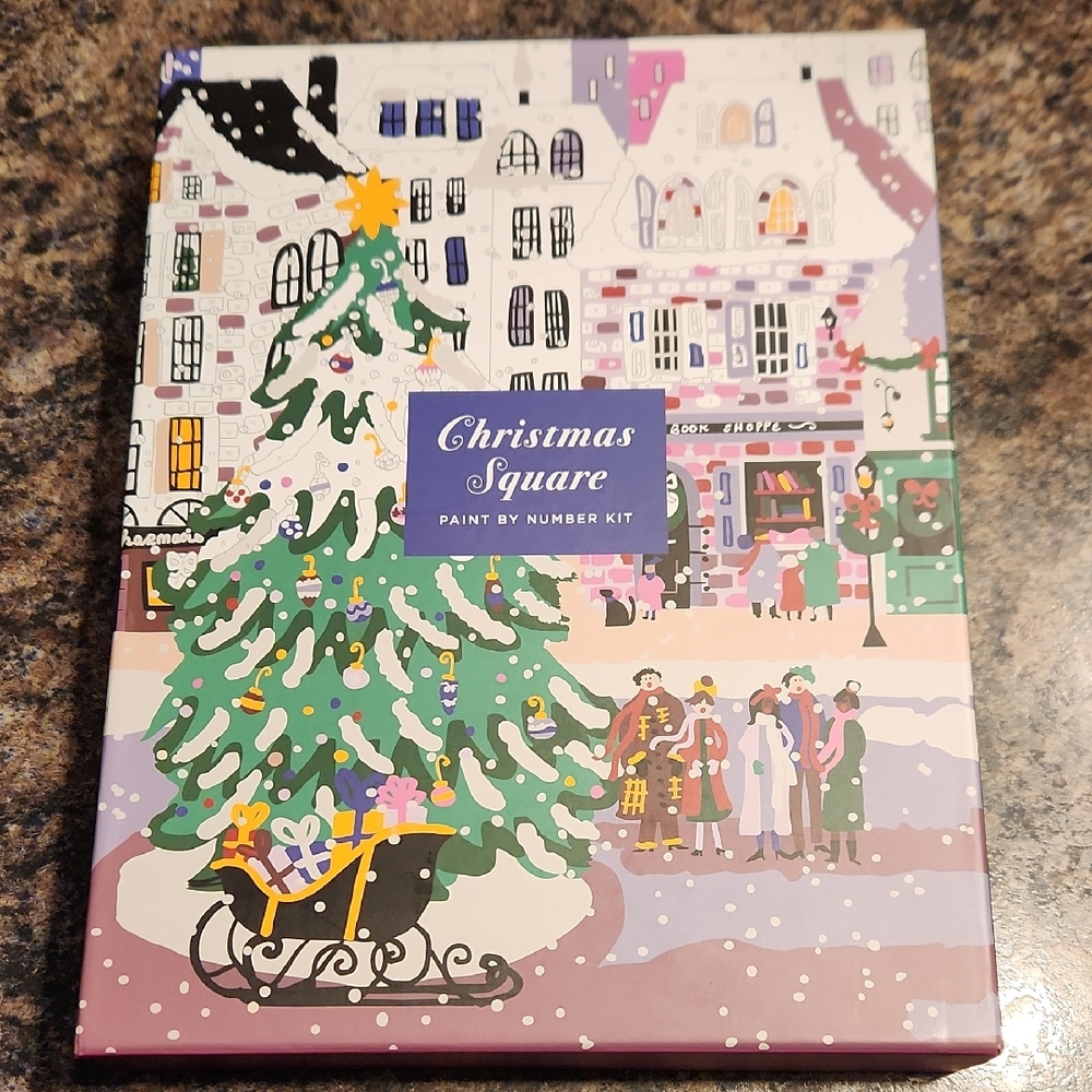 NWT Galison Christmas Square Paint By Number Kit